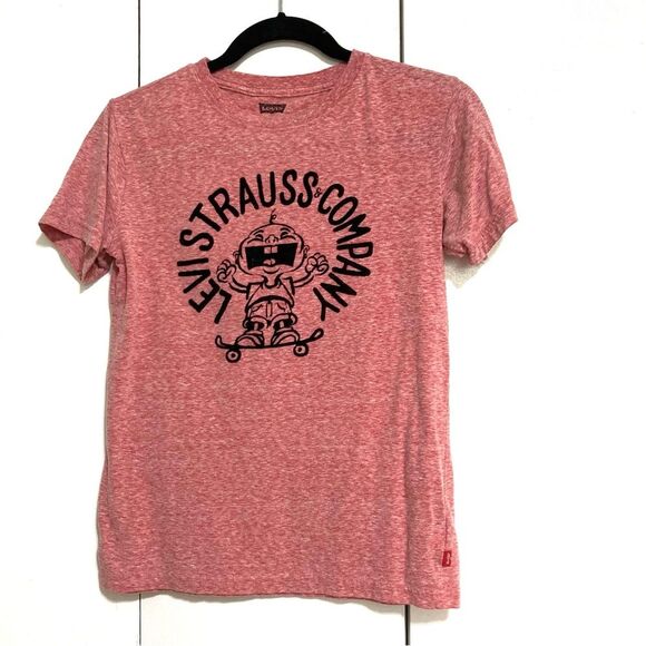 LEVI Strauss Cry baby on Skateboard Red White Black Graphic Tshirt Youth Large - Picture 2 of 12